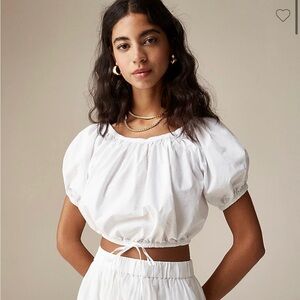 NWT J. Crew Cinched Waist Cropped Top in Cotton Poplin